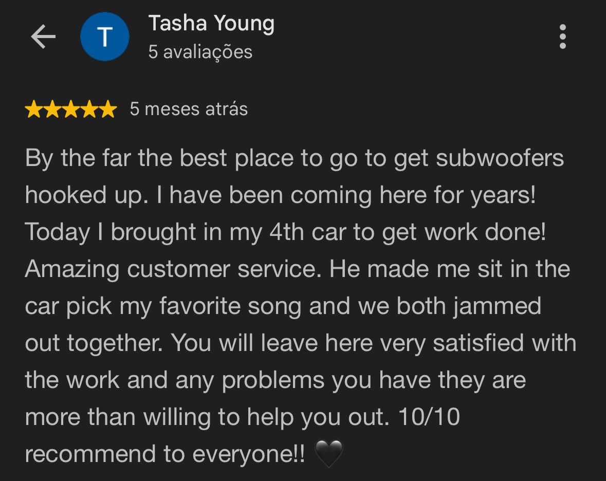 Five-star Google review from Tasha Young
